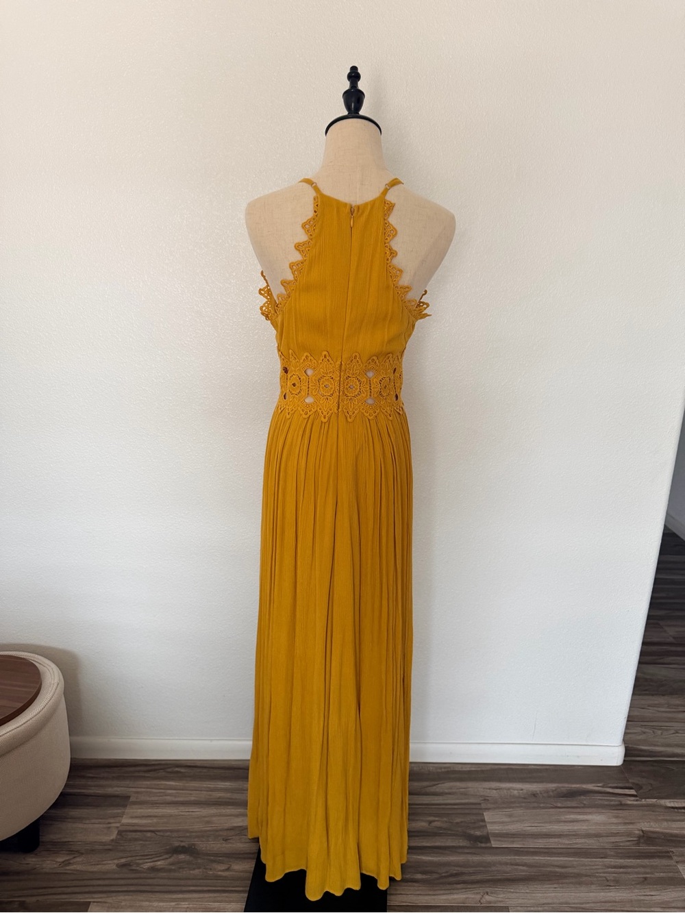 Lulu's Mustard Yellow Crochet Waist Maxi Dress - Picture 3 of 5